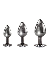 Playboy Pleasure 3 Ways Metal Anal Training Kit - Black/Metal - 3 Piece